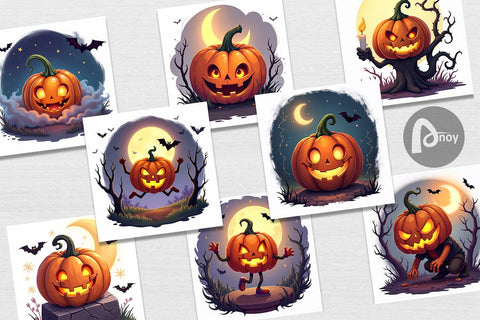 Digital Paper Halloween Pumpkin Gleam Digital Pattern artnoy 