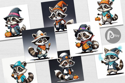 Digital Paper Halloween Raccoon Digital Pattern artnoy 
