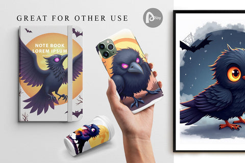 Digital Paper Halloween Raven Shadow Digital Pattern artnoy 