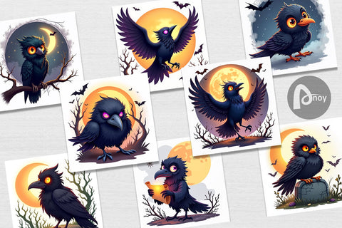 Digital Paper Halloween Raven Shadow Digital Pattern artnoy 