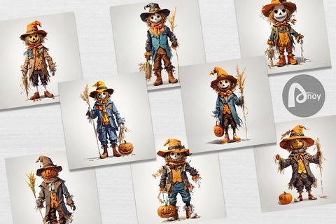 Digital Paper Halloween Scarecrow Digital Pattern artnoy 