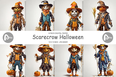 Digital Paper Halloween Scarecrow Digital Pattern artnoy 