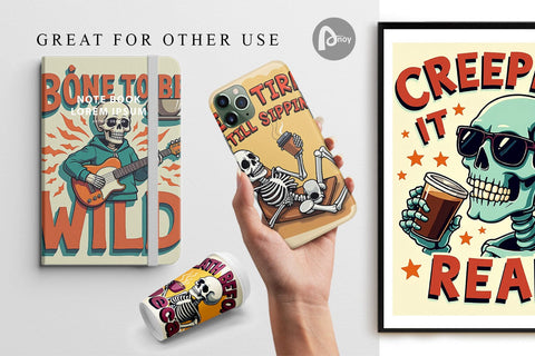 Digital Paper Halloween Skeleton Coffee Digital Pattern artnoy 