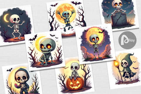 Digital Paper Halloween Skeleton Dance Digital Pattern artnoy 