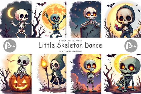 Digital Paper Halloween Skeleton Dance Digital Pattern artnoy 