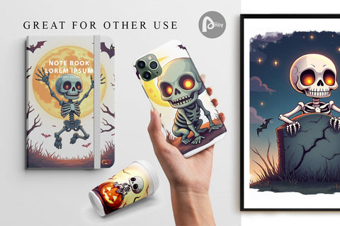 Digital Paper Halloween Skeleton Dance Digital Pattern artnoy 