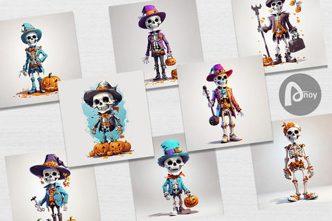 Digital Paper Halloween Skeleton Digital Pattern artnoy 