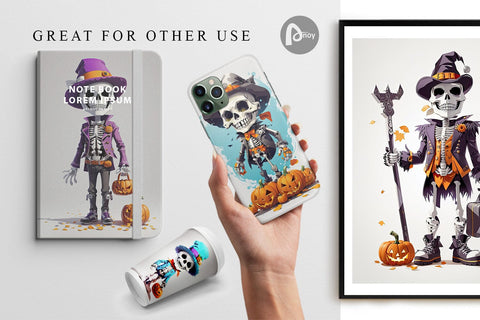 Digital Paper Halloween Skeleton Digital Pattern artnoy 