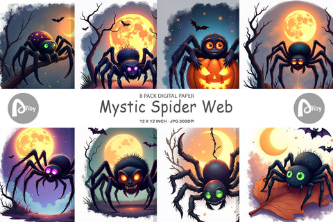 Digital Paper Halloween Spider Web Digital Pattern artnoy 