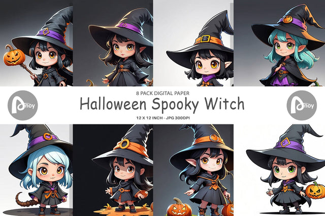 Digital Paper Halloween Spooky Witch Digital Pattern artnoy 