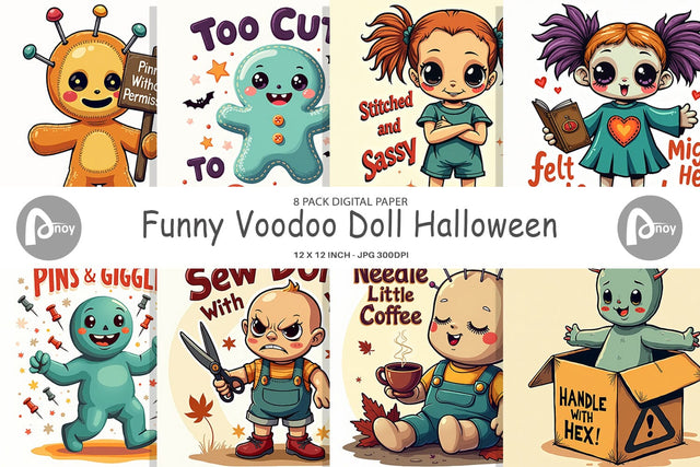 Digital Paper Halloween Voodoo Doll Digital Pattern artnoy 