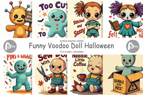 Digital Paper Halloween Voodoo Doll Digital Pattern artnoy 