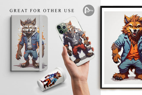 Digital Paper Halloween Werewolf Digital Pattern artnoy 