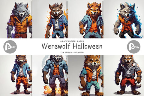 Digital Paper Halloween Werewolf Digital Pattern artnoy 