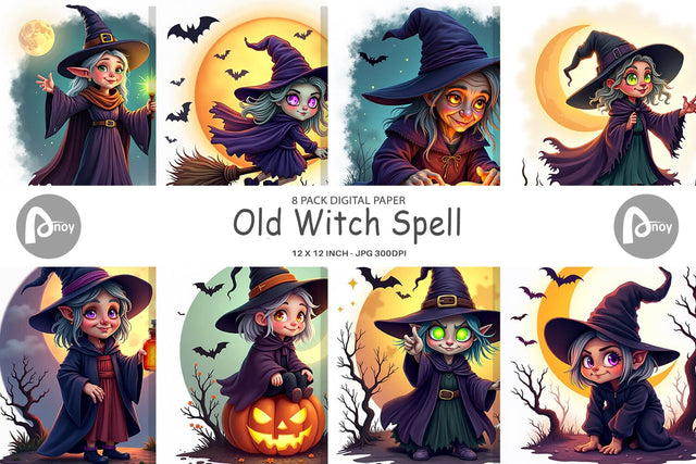 Digital Paper Halloween Witch Spell Digital Pattern artnoy 