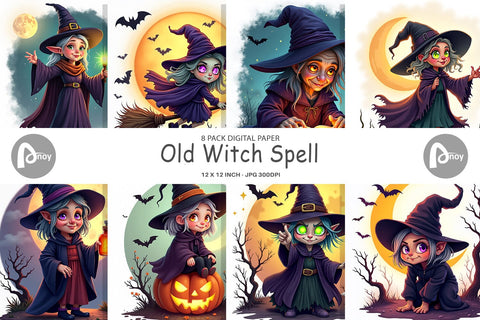 Digital Paper Halloween Witch Spell Digital Pattern artnoy 