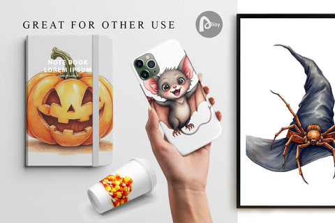 Digital Paper Halloween Wonders Watercolor Digital Pattern artnoy 