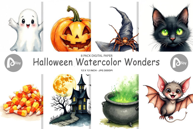 Digital Paper Halloween Wonders Watercolor Digital Pattern artnoy 
