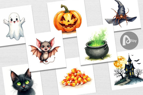 Digital Paper Halloween Wonders Watercolor Digital Pattern artnoy 