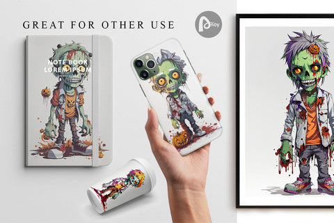 Digital Paper Halloween Zombie Digital Pattern artnoy 