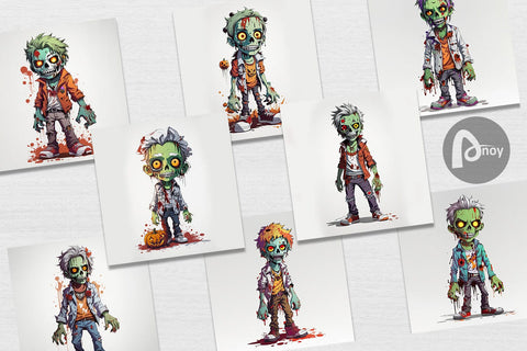 Digital Paper Halloween Zombie Digital Pattern artnoy 