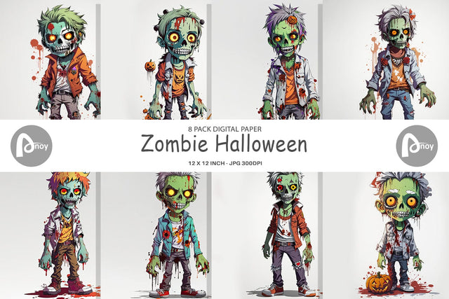 Digital Paper Halloween Zombie Digital Pattern artnoy 