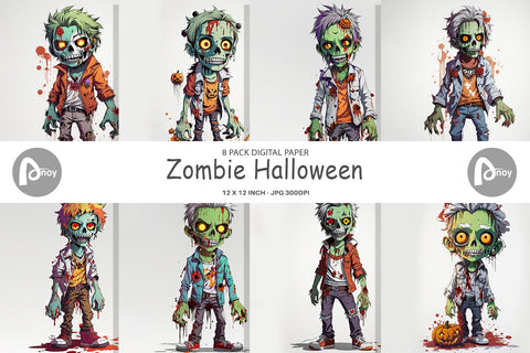 Digital Paper Halloween Zombie Digital Pattern artnoy 