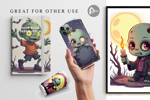 Digital Paper Halloween Zombie Stumble Digital Pattern artnoy 