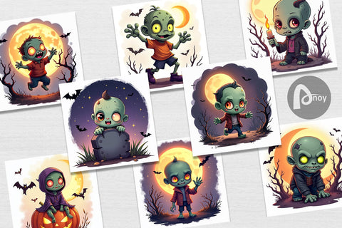 Digital Paper Halloween Zombie Stumble Digital Pattern artnoy 