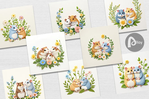 Digital Paper Hamster Embroidery Digital Pattern artnoy 