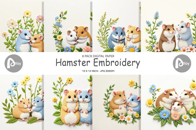 Digital Paper Hamster Embroidery Digital Pattern artnoy 