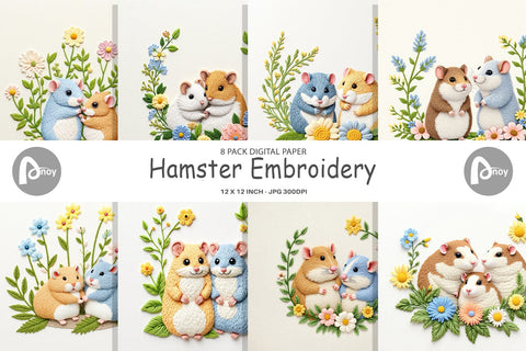 Digital Paper Hamster Embroidery Digital Pattern artnoy 