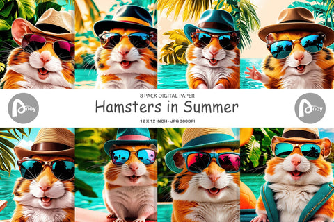 Digital Paper Hamsters in Summer Sublimation artnoy 