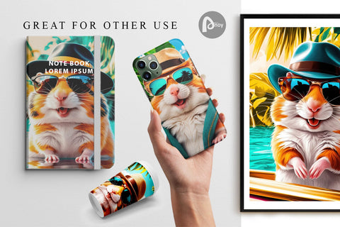 Digital Paper Hamsters in Summer Sublimation artnoy 