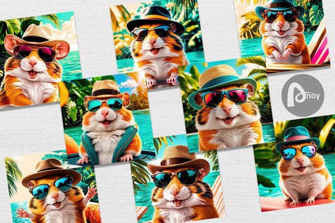 Digital Paper Hamsters in Summer Sublimation artnoy 