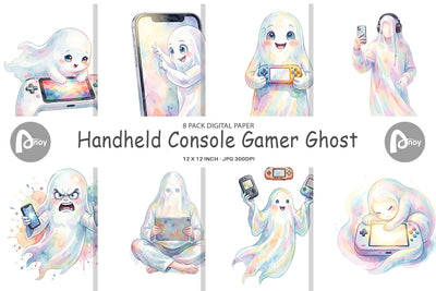 Digital Paper Handheld Console Gamer Ghost Digital Pattern artnoy 