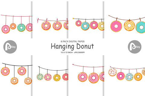 Digital Paper Hanging Donut Digital Pattern artnoy 