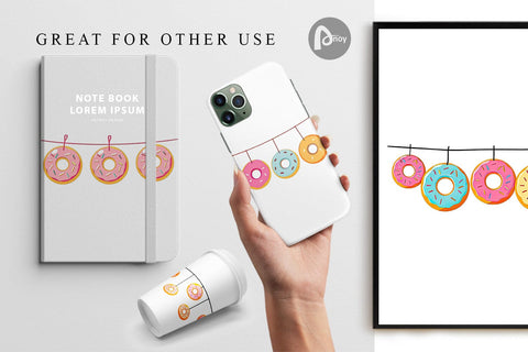 Digital Paper Hanging Donut Digital Pattern artnoy 