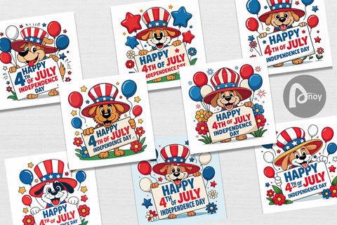 Digital Paper Happy 4th of July Dog Digital Pattern artnoy 