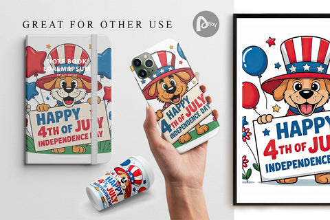 Digital Paper Happy 4th of July Dog Digital Pattern artnoy 