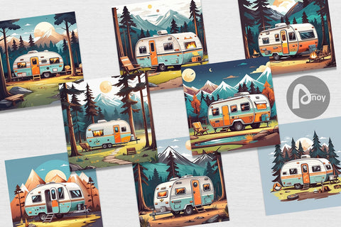 Digital Paper Happy Camping Digital Pattern artnoy 