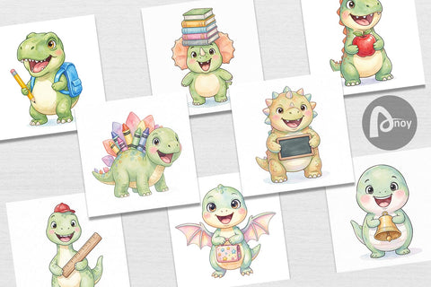 Digital Paper Happy First Day School Dino Sublimation artnoy 