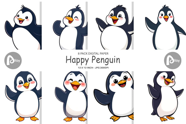 Digital Paper Happy Penguin Digital Pattern artnoy 