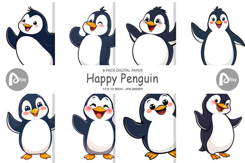 Digital Paper Happy Penguin Digital Pattern artnoy 