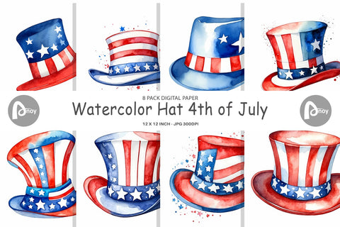 Digital Paper Hat 4th of July Digital Pattern artnoy 