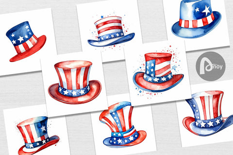 Digital Paper Hat 4th of July Digital Pattern artnoy 