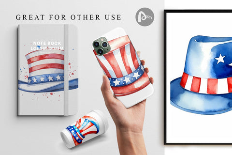 Digital Paper Hat 4th of July Digital Pattern artnoy 