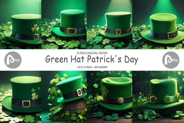 Digital Paper Hat Patrick's Day Digital Pattern artnoy 