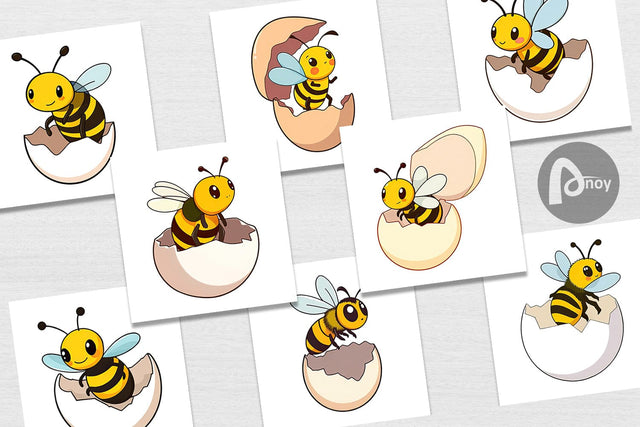 Digital Paper Hatching Baby Bee Digital Pattern artnoy 