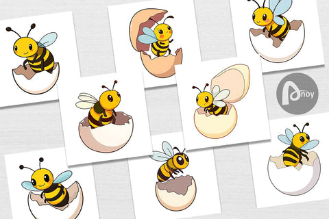 Digital Paper Hatching Baby Bee Digital Pattern artnoy 